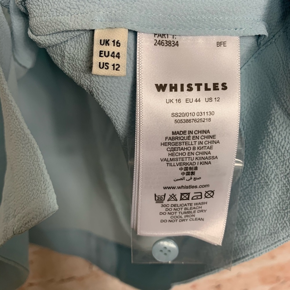 Whistles Textured Short Sleeve Blue Blouse - Picture 7 of 9